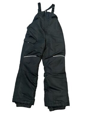 Swiss Tech Black Insulated Kids Snow Overalls Size Large (10-12).